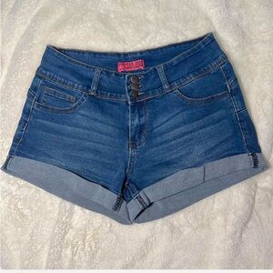 Wax Jean High Waist Denim Shorts - Blue
